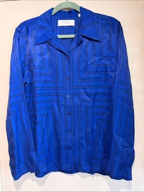 Equipment Women's Mateo Top in Surrealist Blue and True Black - Size S